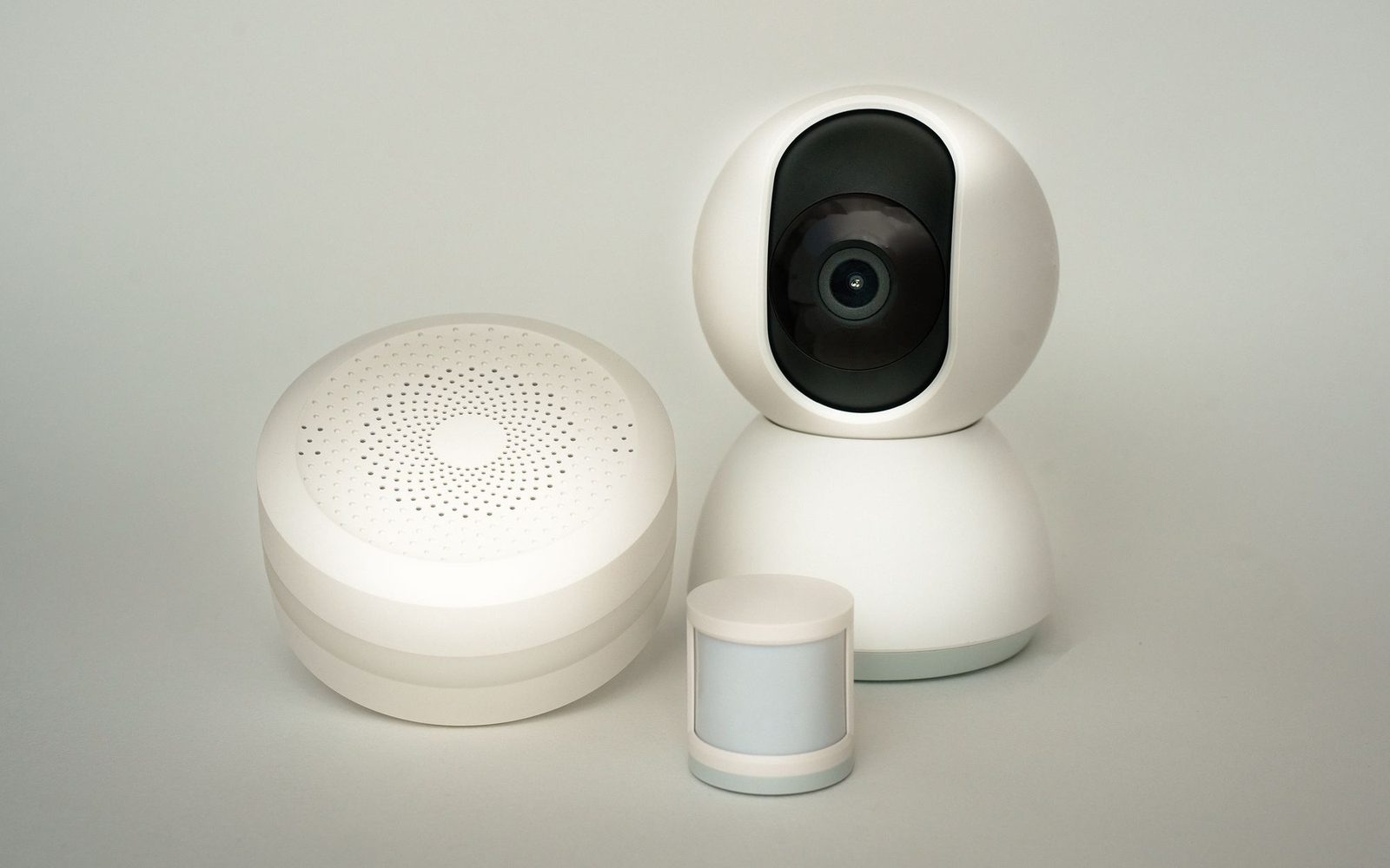 Home alarm camera and sensors ready for testing